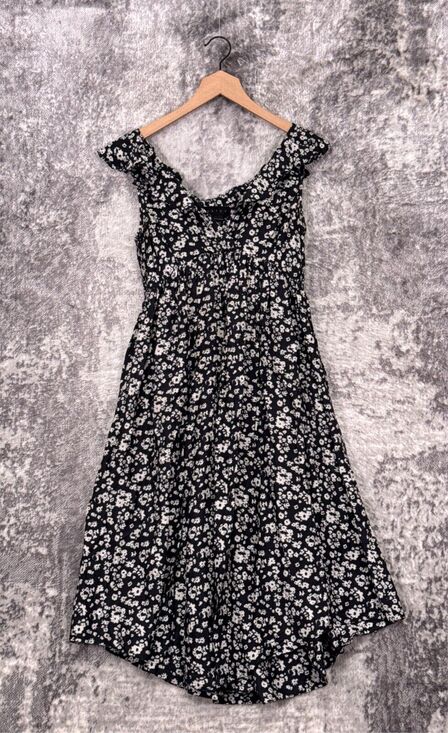 Hatch Dresses & Skirts - Hatch Dress 0 Womens Silk Blend Floral Print Ruffle Shoulder Cross Front Midi